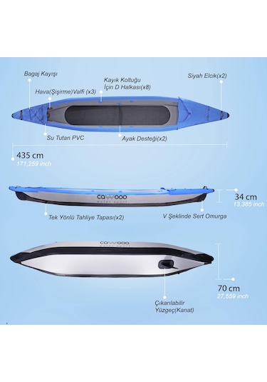 Cawooo Koltuklu Şişme Kano 2 Kişilik