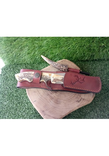 Tctknives El Yapımı Av Kamp Kılıflı Bıçak001 Kahverengi - Krem