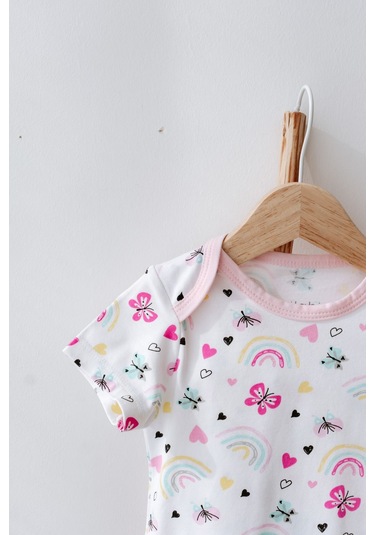 Lilabio %100 Pamuk 2li Kısa Kollu Bebek Body Renkli Çok Renkli