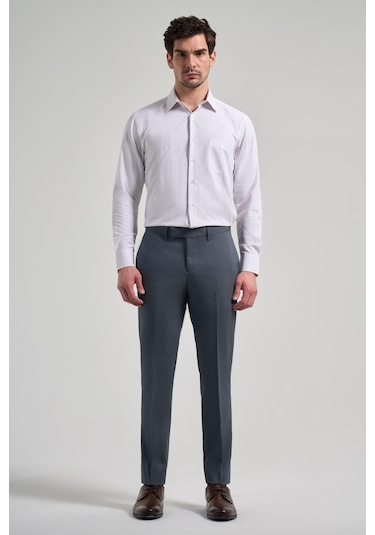 İmza Koyu Antrasit Esnek Yandan Cepli Slim Fit Classic Pantolon 1003250106 Koyu Antrasit