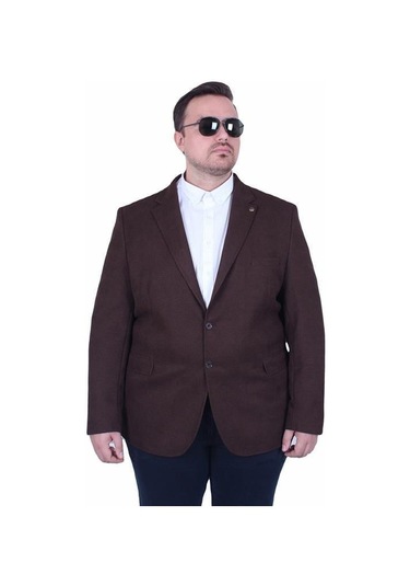 Starbattal Erkek Büyük Beden 4 Drop Blazer Şönili Ceket 500602 Kahverengi Kahverengi