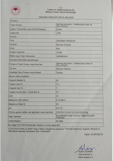 Vermisafa Organik Solucan Gübresi 3 KG Katı + 1 L Sıvı