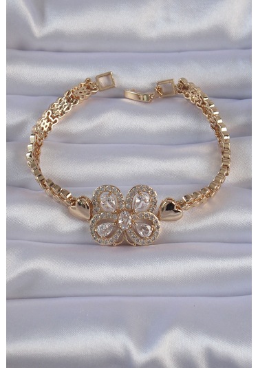 Ezoconcept Pirinç Gold Renk Zirkon Taşlı Kelebek Figürlü Parçalı Model Bileklik Çok Renkli