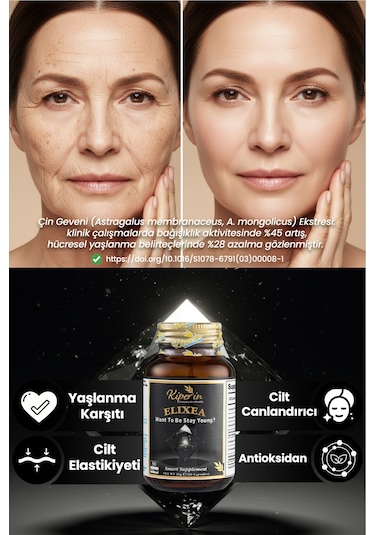 Kiperin Elixea Longevity Anti-aging Ve Canlandırıcı Etki Çin Geveni Ekstresi, Nadh, Pirolokinolin Kinon, Resveratrol, Glutatyon, Koenzim Q10, Nmn 60 Kapsül