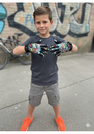 Çocuk Motosiklet & Bisiklet Eldiveni Drive Desenli - Güvenli Sürüş İçin