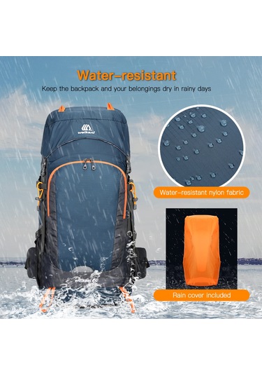 Ranyeek 65l Nilon Montaj Masağı, Su Geçirmez Outdoor Kamp Hiking Sırt Çantası, Yağmur Korumalı Çok Renkli