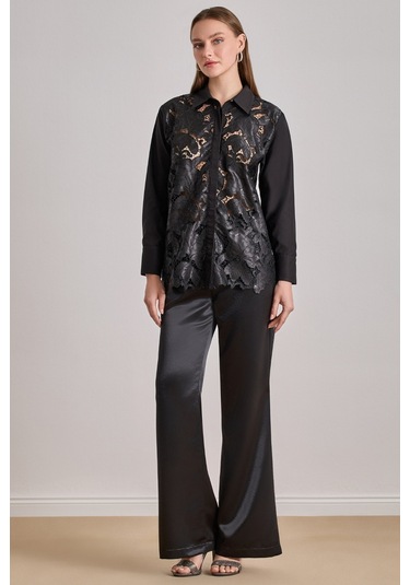 Basen Altı Siyah Poplin Gömlek Siyah