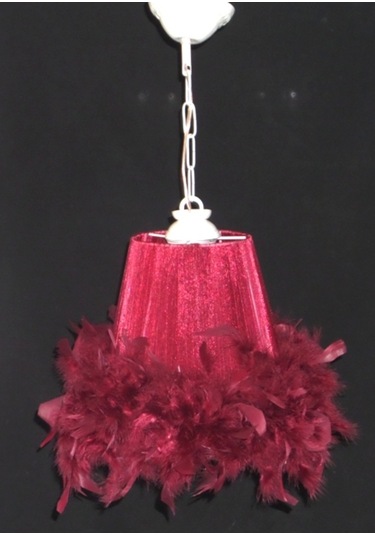 Bordo Yatak Odası Çocuk Odası Tüylü Avize