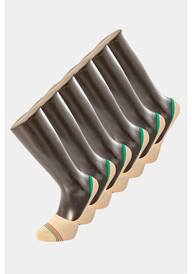 Türen 9002 Erkek Çizgili Babet Çorap 6'lı Paket-bej Bej