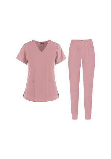 Homyl Rahat Hemşirelik Ovma Seti Spa Üniformaları Xl-pembe