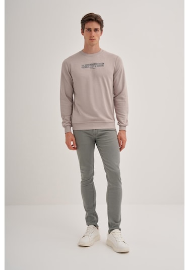 Cazador Erkek 3 İplik Şardonsuz Sweatshirt 5221 Gri Gri