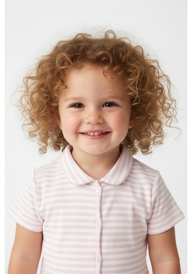 Kız Çocuk Pembe Çizgili Fitilli Kaşkorse Alt Üst Takım Pembe