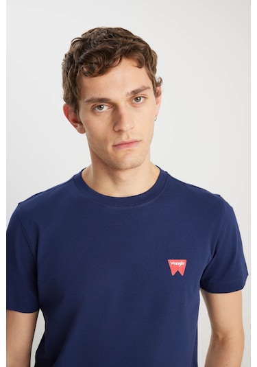 Wrangler Regular Fit Small Logo Lacivert Erkek T-shirt Mw70md3335 Lacivert