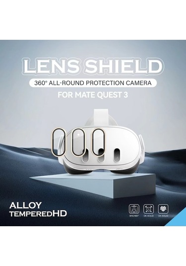 Pazly Meta Quest 3 Kılıf + Tempered Glass Lens Film - Mavi/altın, Vr Kulaklık Aksesuarları Mavi / Altın
