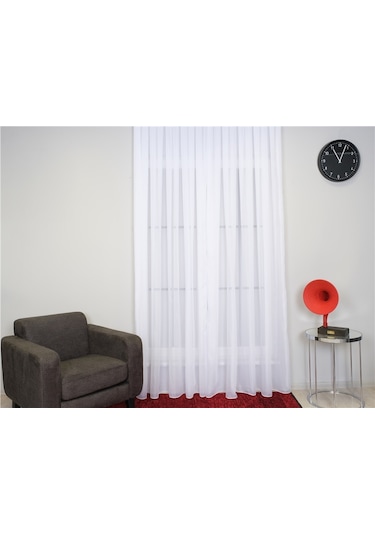 İpek Tergal Düz Tül Perde Pilesiz Beyaz-1005 - Beyaz