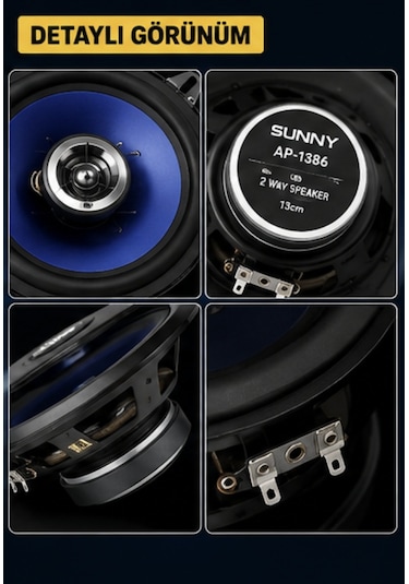 Sunny Ap-1386 13cm 200w Oto Hoparlör Çiftli 2 Way Araç Speaker