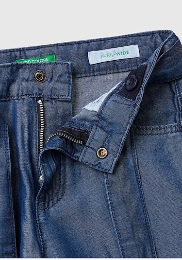 Benetton Kız Bebek Denim Pantolon Mavi
