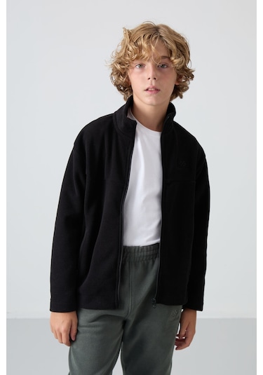 Tommy Life Siyah Kalın Yumuşak Dokulu Standart Fit Nakışlı Polar Erkek Çocuk Sweatshirt - 11223 Siyah