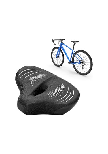 Suntek Bisiklet Koltuğu Yumuşak Geniş Pu Deri Su Siyah-gri Gri - Siyah