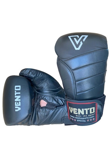 Vento X5 Hakiki Deri Boks Ve Kick Boks Eldiveni Siyah Siyah