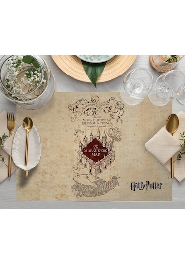Adawall Home Hp Marauders Map Kumaş Amerikan Servis 4'lü Set Bej