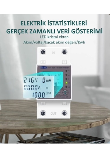 Tomzn Kaçak Akım Koruma Rölesi Ve Yüksek Voltaj Ve Akım Koruyucu Röle 63A Wifi Özellikli Devrim