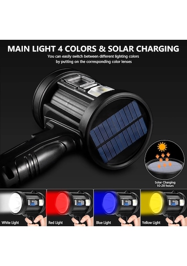 Welcomein Şarj Edilebilir Solar Spot Işığı Avcılık El Feneri Led Mavi