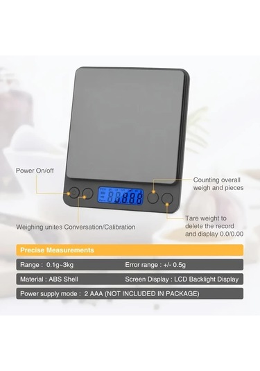 Dashanshop Taşınabilir Dijital Mutfak Terazisi - 0.0oz Hassas Ölçüm, Pişirme Diyet Ve Tartı, Gümüş Gümüşi