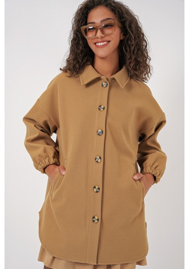 Bigdart 0674 Cepli Oversize Gömlek - Hardal HARDAL