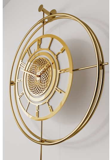 (GOLD-Büyük Boy) - Gold beyaz 7-24 h Lavinya - Kırılmaz Kadranlı (mobilya) Metal Duvar Saati