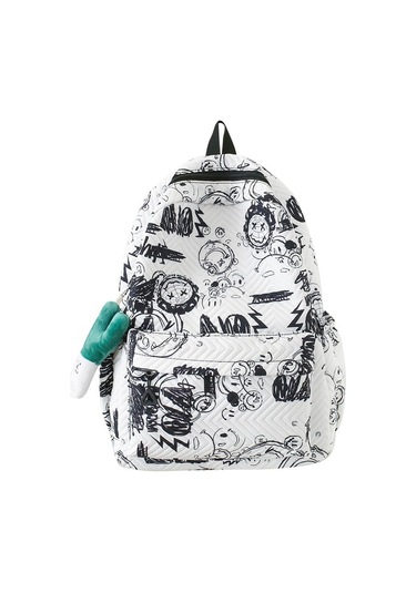 Gençler İçin Şık Ve Dayanıklı Sırt Çantası, Okul Ve Günlük Kullanıma Uygun, Ergonomik Tasarım, Hafif Ve Konforlu, Çok Bölmeli, Modaya Uygun Desenler Beyaz