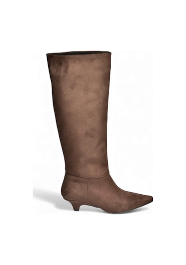 Fox Shoes V404012302 Kahverengi Süet Kısa Topuklu Kadın Çizme Kahverengi