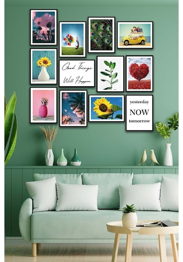 No77decor 12 Parça Modern Tarzda Sanatsal Mdf Tablo Seti