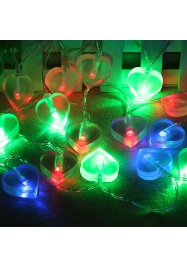 Pazly Suntek Renkli Mevsimlik Led Kalp Işıkları, Dize Dekoratif 10 Fy
