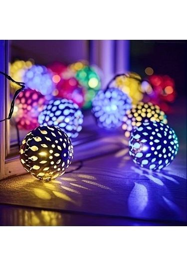 Fastbuy Türkoshop11 20 Led Metal Küre Sıcak Beyaz Bahçe Işıkları, 8 Modlu Ip54, Dayanıklı Dış Mekan Aydınlatma Sıcak Beyaz