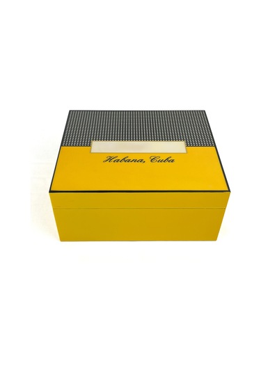 Puro Saklama Kutusu - Humidor Sarı/kareli