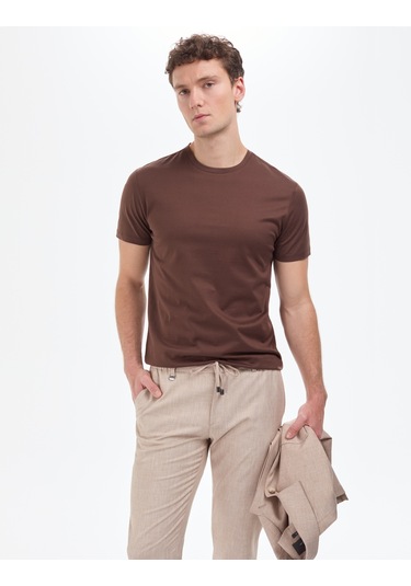 Pierre Cardin Erkek Koyu Kahverengi Tişört Basic 50321139-vr084
