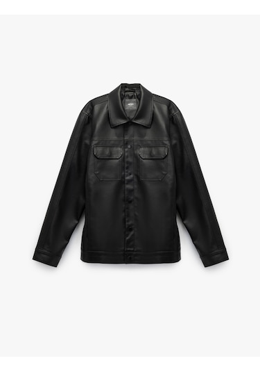 Koton Klasik Yaka Kapaklı Cep Detaylı Uzun Kollu Slim Fit Suni Deri Ceket Siyah 6wam20100hw Siyah Koton Klasik Yaka Kapaklı Cep Detaylı Uzun Kollu Slim Fit Suni Deri Ceket Siyah 6wam20100hw Siyah