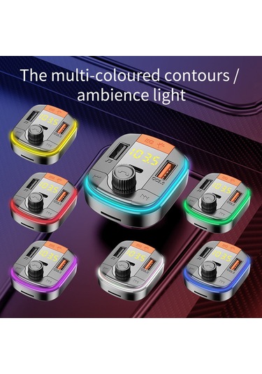 Skycity Siyah Oto Bluetooth Mp3 Çalar Fm Transmitter, 7 Renkli Işık, Ellerden Kurtulmuş Arama, Tf Kart/usb Oynatma, Voltaj Tespiti Desteği