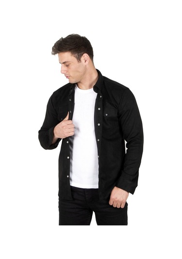 Deepsea Erkek Siyah Çift Cep Süet Gömlek 2302329 Siyah Deepsea Erkek Siyah Çift Cep Süet Gömlek 2302329 Siyah