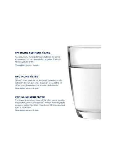 Açık Kasa Su Arıtma Cihazı Filtresi 3 Lü Filtre Seti Membransız (399403300)