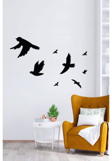 Duvar Süsü Ahşap Dekoratif Kuşlar 8 Adet - Kuş Duvar Dekoru - Ev Dekorasyon