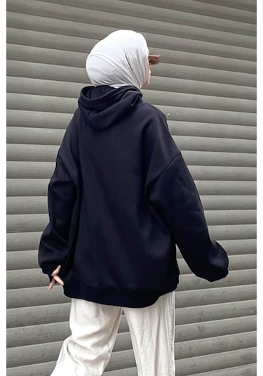 Kapüşonlu Salaş Sweatshirt Siyah