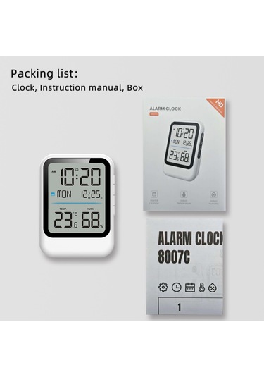 Vkemall Çok İşlevli Dijital Elektronik Çalar Saat, Dijital Ekranlı Sıcaklık Ve Nem Saati, İç Mekan