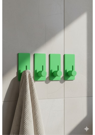 4 Lü Askılık Havlu Askısı, Bornoz Askısı, Kapı Arkası, Duvara Monte, Dayanıklı Malzeme, Beyaz 63 Beyaz