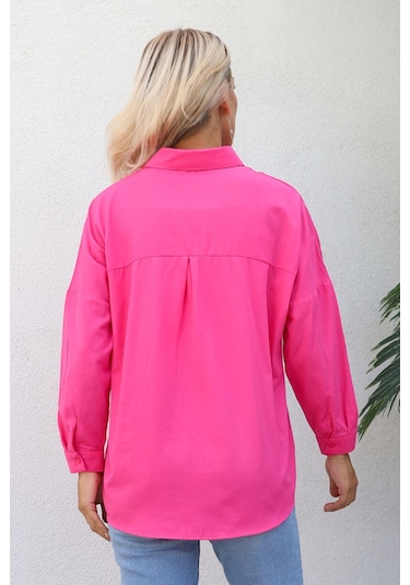 Nurneva Basic Model Gömlek Fuşya-fuşya Fuşya