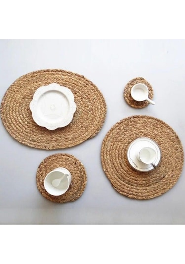 Yemek Masası İçin Yuvarlak Dokuma Servis Altlıkları, Su Sümbülü Hasır Örgülü Servi Isıya Dayanıklı Kaymaz Amerikan Servis 56576334 Diğer