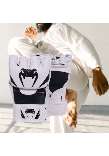 Mma Eldiven Dövüş Eğitim Eldiveni Su Geçirmez Açık Avuç İçi Boks Beyaz