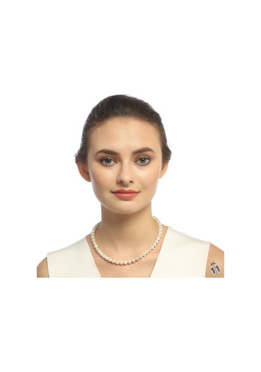 Aşina Gümüş 8 Mm. Mayorka Inci Kolye 925 Ayar Gümüş Sevgiliye Hed