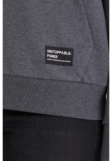 Comeor Kadın Antrasit Basic Kapüşonlu Regular Fit Rahat Sweatshirt 001